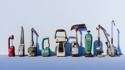 High Quality Collection of Handheld Power Saws on White Background