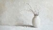 © Zeva - White flowers in vase, minimalist still life, textured wall background, home decor