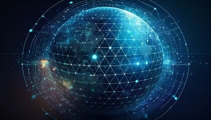 futuristic sphere made of dots connection circle worldwide communication, digital global internet connectivity concept