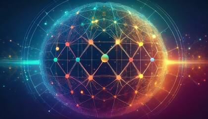 futuristic sphere made of dots connection circle worldwide communication, digital global internet connectivity concept