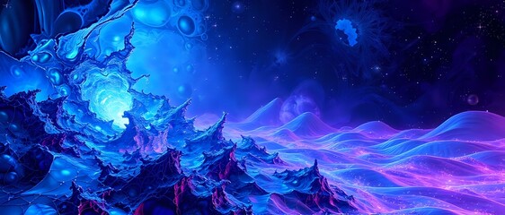 Wall Mural - Cosmic Dreamscape: Swirling Nebula in Purple and Blue