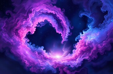 Wall Mural - Cosmic Heart Nebula: Vibrant Starburst in Purple and Blue