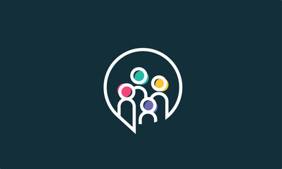 Diversity Chat design logo, people talking family together human unity chat bubble logo vector icon