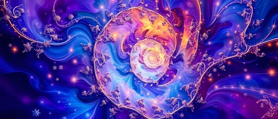 Wall Mural - Cosmic Odyssey: Vibrant Spiral Galaxy in Deep Space