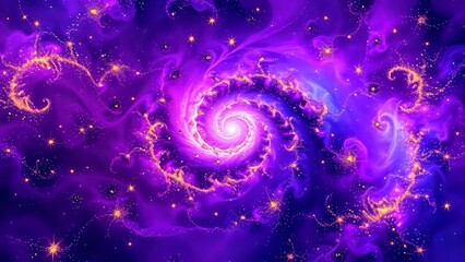 Wall Mural - cosmic odyssey: swirling galaxy in purple space