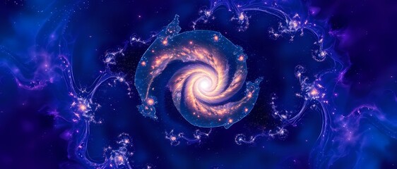 Wall Mural - Cosmic Galaxy Nebula Wallpaper - Vibrant Spiral Arms in Deep Space