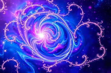 Wall Mural - cosmic galaxy swirl: vibrant blue purple nebula wallpaper