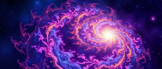 Wall Mural - cosmic oasis: vibrant galaxy with swirling purple and pink clouds
