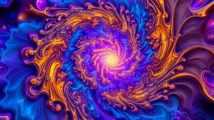 Wall Mural - cosmic vortex: swirling purple galaxy with orange glow