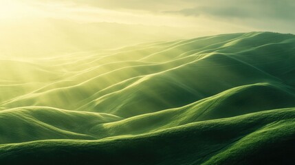 Wall Mural - Green hills with sunlight
