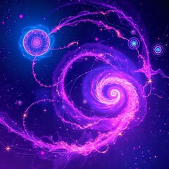 Wall Mural - vibrant cosmic galaxy: swirling purple and blue nebulae