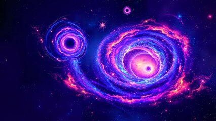 Wall Mural - cosmic dance of spiral galaxies in deep space