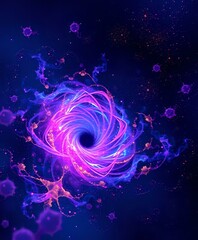 Wall Mural - vibrant swirling galaxy with purple nebulae and stardust