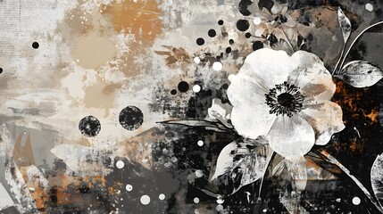 Aufkleber - Captivating abstract floral artwork with a moody ethereal atmosphere  Delicate intricate floral elements merge with a dramatic mysterious dark background creating a surreal fantastical composition