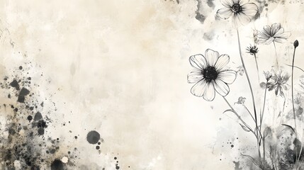 Aufkleber - Captivating abstract floral artwork featuring delicate wispy blooms in muted moody tones set against a textured grunge inspired background  This ethereal atmospheric design evokes a serene