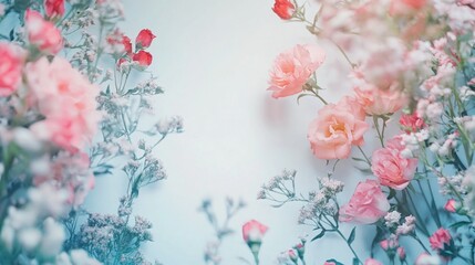 Wall Mural - Pink Flowers on White Surface