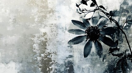 Poster - Captivating Monochrome Floral Bloom   Ethereal Natural Beauty in Minimalist Style  This striking black and white floral image evokes a moody contemplative atmosphere with its delicate