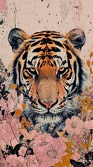 Wall Mural - Colorful tiger wildlife animal.