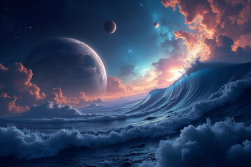 Wall Mural - science fiction wallpaper. beauty of deep space. colorful graphics for background, like water waves,