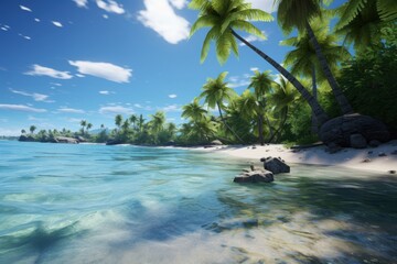 Poster - Tropical beach tree landscape outdoors.