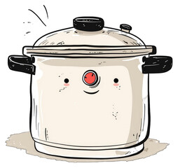 Wall Mural - A Happy Cartoon Pressure Cooker Steaming Food