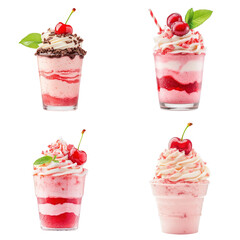 Wall Mural - Cherry mousse isolated on white background collection cutout png.