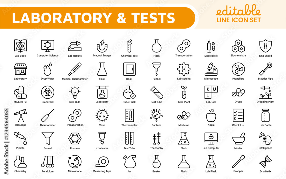 Laboratory and Tests Icon Set. A precise collection of icons for ...