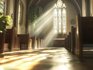 Wall Mural - Sunlight through stained glass