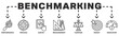 © Sien - Benchmarking icon vector illustration banner web of performance, process, survey, measurement, compare, target, and indicator
