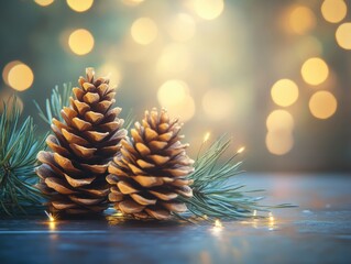 Canvas Print - Pine Cones on Table