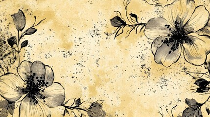 Aufkleber - Vintage inspired floral botanical with aged distressed texture and soft dreamy color palette  Delicate petals and flowers with a nostalgic moody atmosphere perfect for posters cards wallpapers