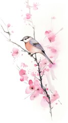 Wall Mural - Flower bird blossom branch.