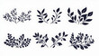 © bcendet - Collection of dark floral silhouettes; leaves, branches, berries; design elements for cards, invitations, and websites