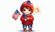 © sakson - Celebrating independence day with a child holding flags and sparklers festive atmosphere usa