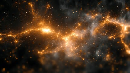 Abstract cosmic energy pattern with glowing orange tendrils against dark background