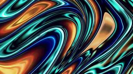 Poster - Abstract vibrant swirl pattern with blue and orange hues, digital fractal art. Creativity and design concept