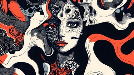 Poster - Captivating Surreal Digital Art with Fluid Shapes and Vibrant Colors