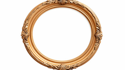 Ornate gold round frame isolated on white background for picture mockup