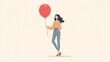 © Axel - Charming Young Woman with Colorful Balloon Vector Illustration for Advertising and Promotional Materials