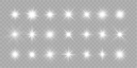 Wall Mural - light effect set. isolated white transparent light effect set, lens flare, explosion, dust, line, su