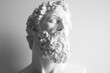 © julija - hyperrealistic digital recreation of classical sculpture with marble texture and dramatic chiaroscuro lighting against pure white void