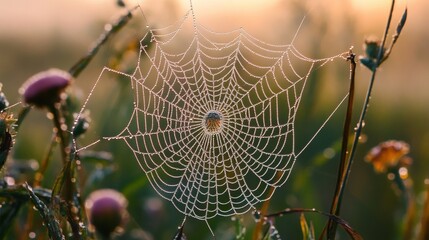 A spiderweb covered in dew turns nature into a sparkling masterpiece. 
