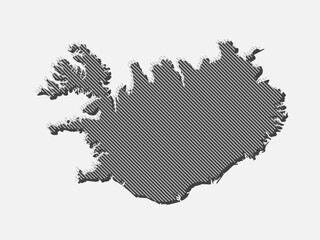 Abstract map Iceland, parallel grey lines