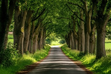 Wall Mural - Tree-Lined Road Through Forest