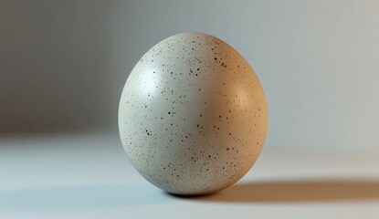 Canvas Print - Single speckled egg on a light gray background, illuminated with soft lighting. The egg's surface is detailed with numerous small, dark speckles