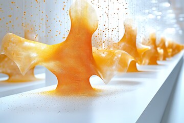 Wall Mural - Abstract Orange Sculptures in a Modern Setting