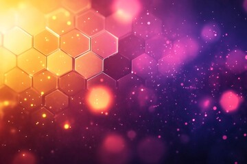Aufkleber - Colorful hexagonal patterns with glowing lights in vibrant hues create a magical atmosphere at dusk