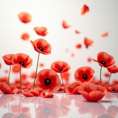 Vibrant red flowers with delicate petals, symbolizing remembrance and honor