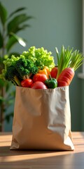 Canvas Print - Fresh vegetables in a cloth bag