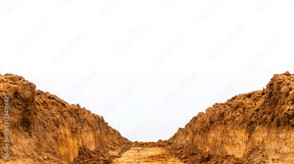 Trench Raft cement raft construction soil. deep trench dug for cement raft ...